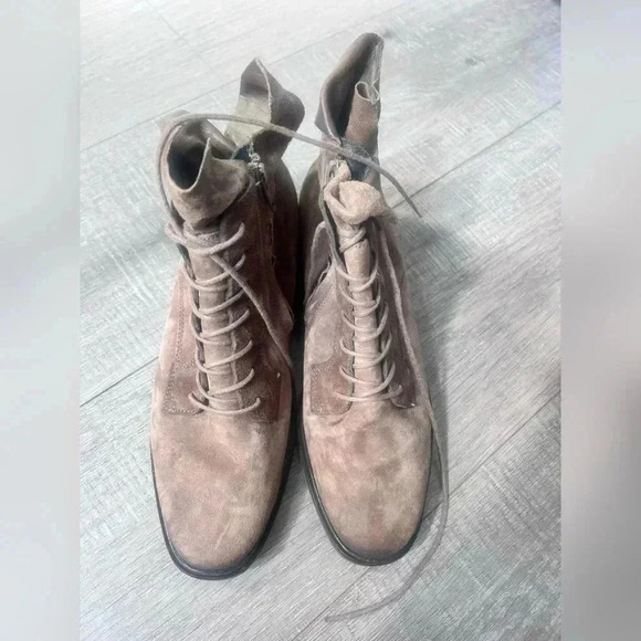 PAUL GREEN Bernadette Moto Boot COMBAT LACE UP MINERAL NUBUCK Size 8 $450 - Picture 4 of 5